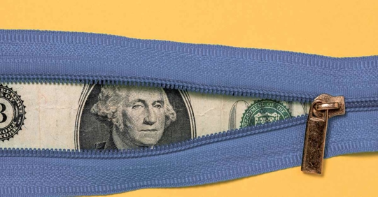 money behind a zipper - hidden cost concept