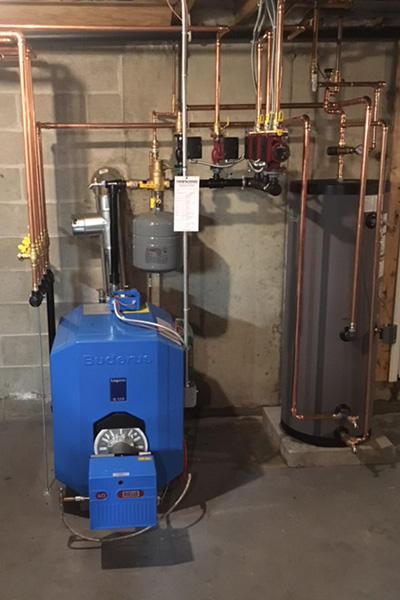 image of an oil boiler installation in newbury ma