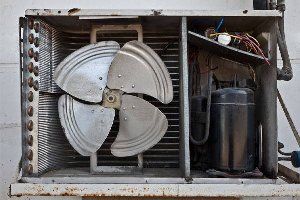 image of broken condensing unit on air conditioner