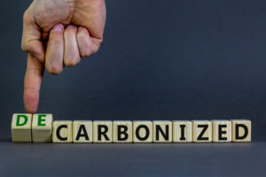 image of letter blocks that read decarbonization