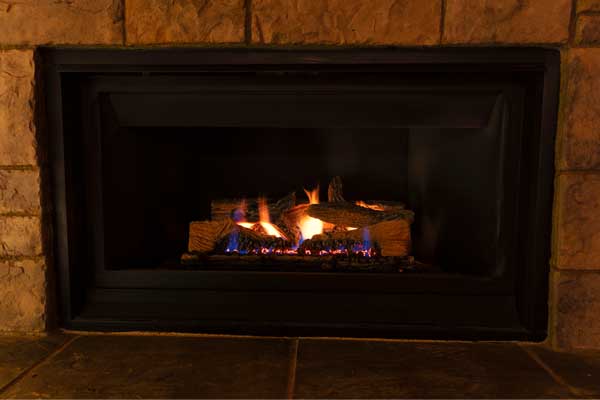 image of an inefficient gas fireplace