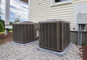image of outdoor air conditioning unit in summer
